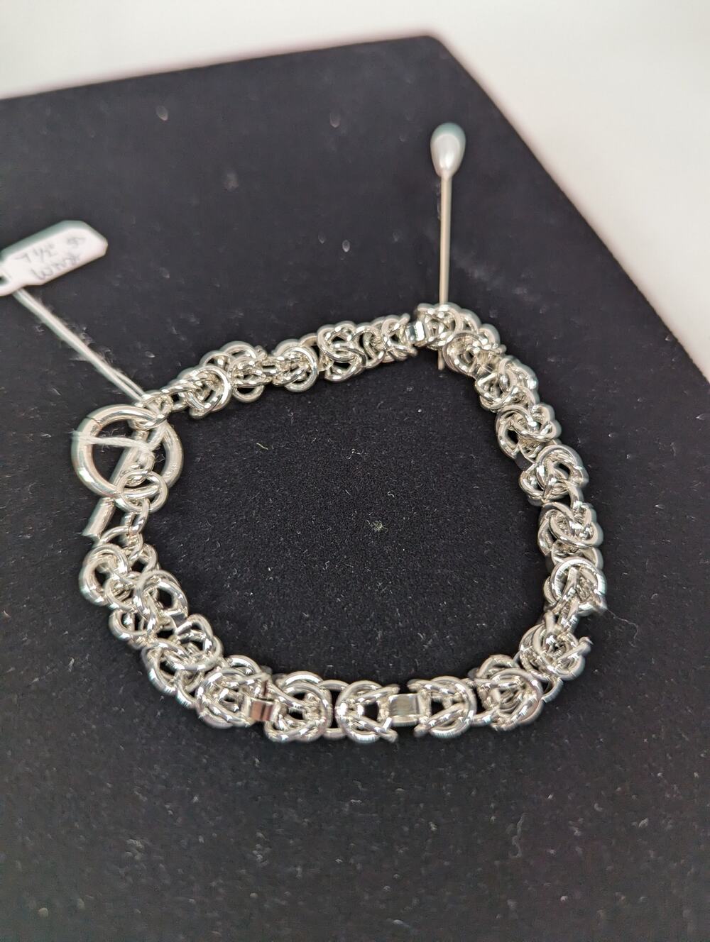 Byzantine Sterling silver chain bracelet handmade 7.5 heavy toggleclasp 17 grams
